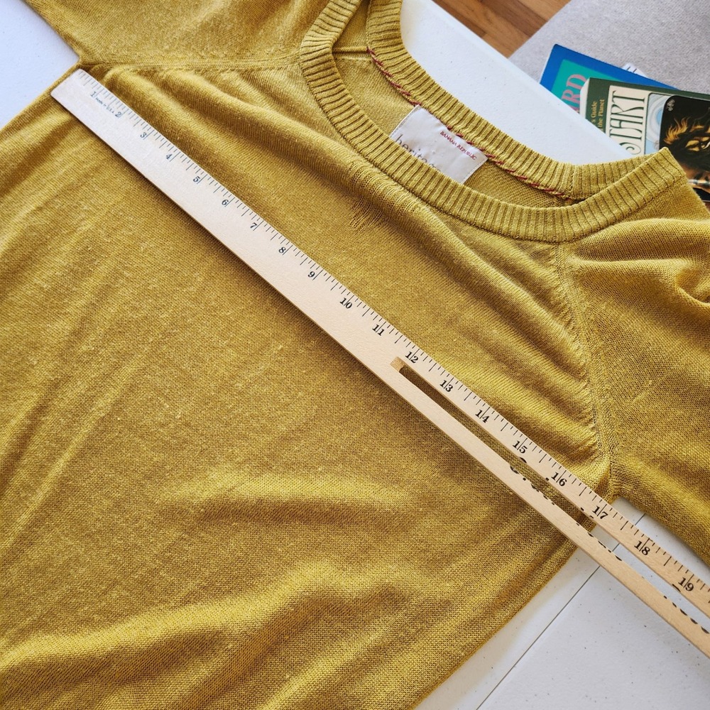 Banana Republic Heritage Linen Blend Sweater XS Mustard Thin Knit Lightweight - Picture 6 of 11